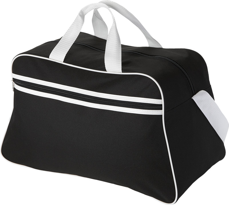 San Jose 2-stripe sports duffel bag 30L in Black / White
