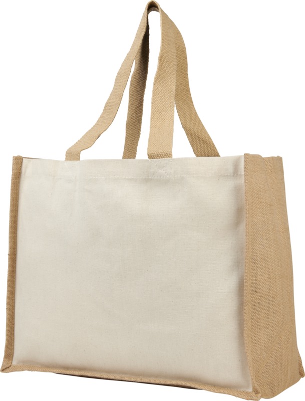 Varai 320 g/m² canvas and jute shopping tote bag 23L in Natural / Natural